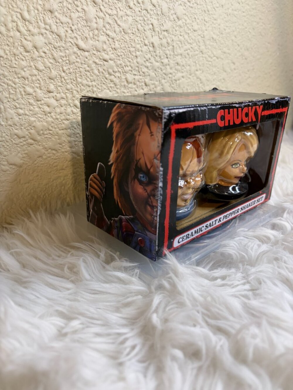 Chucky Tiffany Ceramic Salt Pepper Shaker Set Halloween Horror Silver Buffalo NW - Picture 2 of 5